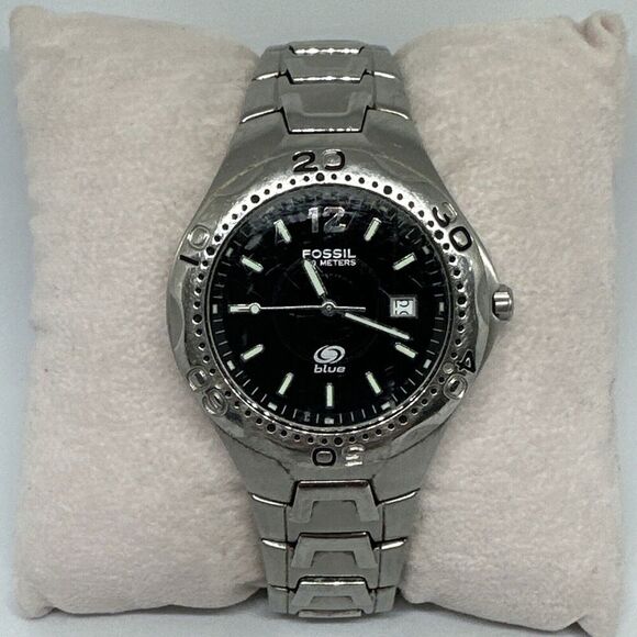 Fossil AM3669 Men's Silver Stainless Steel Analog Black Dial Quartz Watch HME367 - Picture 1 of 11